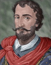 Diego Hurtado de Mendoza (1503-1575). Portrait. Engraving. Colored.