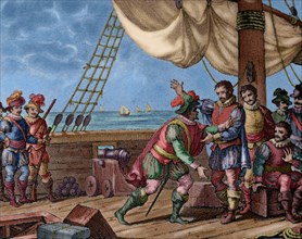 Columbus and his brothers are sent prisoners to Spain after his third voyage to the Indies.