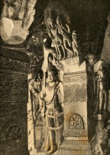 God Vishnu in a temple-cave of Badami, India.