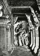 God Vishnu with lion's head in the Temple of Arisimba, India.