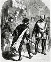 Charles of Valois throws the sword in presence of the King.