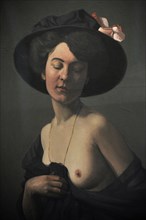 Woman with a black hat.