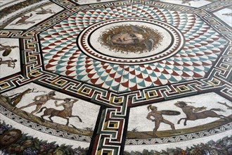 Replica of the Roman mosaic of the Baths of Ocriculum, Italy.