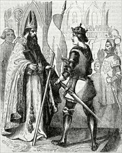 Philip VI of France taking the oriflamme of St. Denis.
