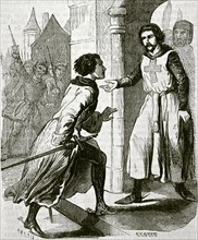 Philip IV the Fair takes shelter among the Templars persecuted by the villagers.