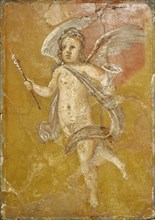 Roman fresco depicting Cupid with a torch and a kantharos.