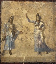 Roman fresco depicting a scene with masked actors.
