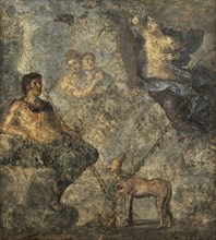 Roman fresco depicting Endymion contemplating Selene descending towards him.