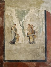 Roman fresco depicting Eros carried by Peitho before Anteros and Venus.