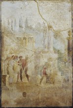 Roman fresco depicting Ulysses carrying the Palladium that he has stolen from the temple.