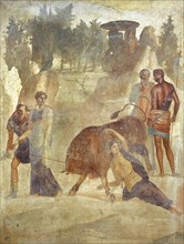 Dirce tied to a bull by Amphion and Zeto to avenge his mother Antiope.