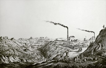 Panorama of the Scharley zinc ore mine in the Bytom area.