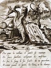 Propaganda print depicting Huguenot against the Catholic league.