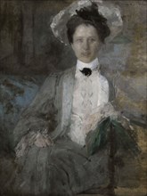 Portrait of a Woman in a White Hat.