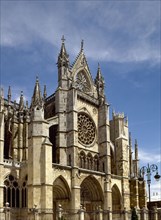 Spain. Leon. Gothic cathedral. 13th-14th centuries. Facade.