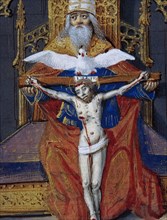 Holy Trinity. Father, the Son and the Holy Spirit. Minitature. 15th century. France.