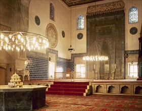 Green Mosque. Prayer Room with the mihrab.