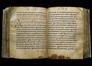 Pope Gregory I (540-604). Manuscript on parchment. Text Gregory I (homilies) Uncial script. From Merovingian Gaul. 7th c.
