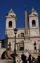 Obelisk in front of the Church of Santa Trinita dei Monti. Spanish steps.