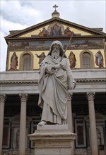 Facade and St. Paul statue by Obici.