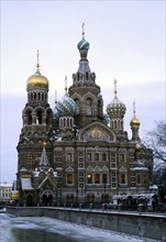 Frozen canal with the Church of the Savior on Blood.