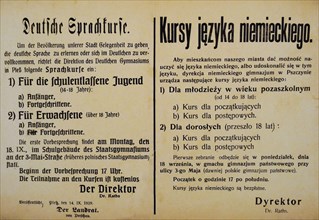 Announcement of German courses by the German authorities.