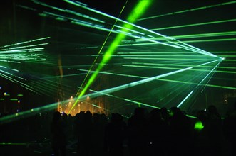 Laser show in the Piaza del Popolo square.