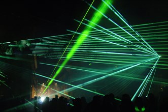 Laser show in the Piaza del Popolo square.