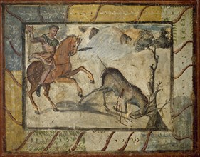 Deer Hunting. Roman painting. Domus. 4th C. Merida (Augusta Emerita). Spain