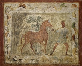 Taming horse. Roman painting. Domus. 4th C. Merida (Augusta Emerita). Spain