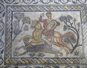 Mosaic of a panther from the Roman Villa of Las Tiendas, Merida, Spain. Roman Civilization, 4th century