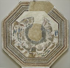 Roman mosaic. Port scenes. 3rd -4th century. From Vega Baja de Toledo. Museum of Hospital de la Santa Cruz. Toledo. Spain.