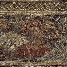 Roman mosaic. Female figure depicting the Summer. 4th century. Villa Las Tiendas. Merida. Spain.
