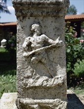 Roman art. Turkey. Aphrodisias. Ancient Greek city. Gladiator. Relief.