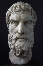 Epicurus (341-270 BC). Ancient Greek philosopher. Bust. Roman copy. 3rd-2nd century. British Museum. London. England.