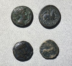 Roman coin. Asses. Bronze. 1st century BC.  Mint of Iltirda (Lerida). Catalonia. Spain.