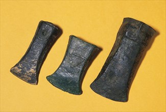 Prehistory. Iron Age. Tubular axes. From El Brull and Plana de Vic. Museum of Vic. Catalonia. Spain.