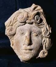 Head of Medusa. Roman relief. Terracotta. 50 BC-50 AD. From Catalonia. Spain.