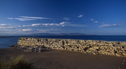 Spain. Catalonia. Empuries. Greek Jetty. 2nd-1st century B.C. Beach at Sant Marti d'EmpÃºries.