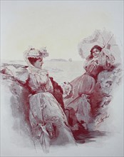 Two women in summer fresh at the sea
