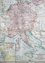 Historical map of the german empire at the time of the Hohenstaufen