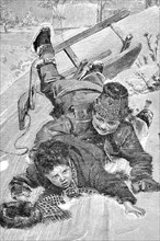 Children fell off the sled  /  Kinder sind vom Schlitten gefallen