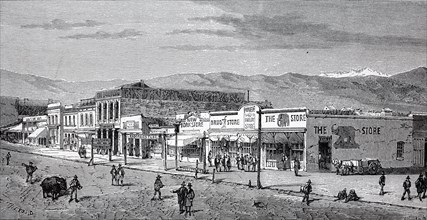 one of the commercial streets in Salt Lake City around 1862  /  eine der Geschäftsstraßen im Salt Lake City um 1862