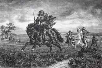 on life and death. Musketeers hunt a fleeting rider  /  auf Leben und Tod. Musketiere jagen einen flüchtigen Reiter