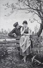 young couple in love in the country