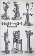 various machines for the production of shoes  /  verschiedene Maschinen zur Herstellung von Schuhen