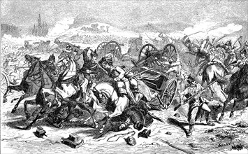 Conquest of Austrian guns by Prussian cavalry near Skalitz