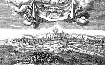 The bombardment of Prague by the Swedes under Count Palatine Karl Gustav and the Count Königsmark