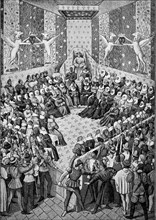 Trial under Charles VII against the Duke of Alencon for high treason at Vendome in 1458  /  Gerichtsverhandlung unter Karl VII. gegen der Herzog von Alencon wegen Hochverrat zu Vendome im Jahre 1458