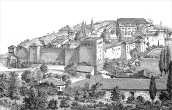 Monastery Lawra on the southeast corner of Mount Athos